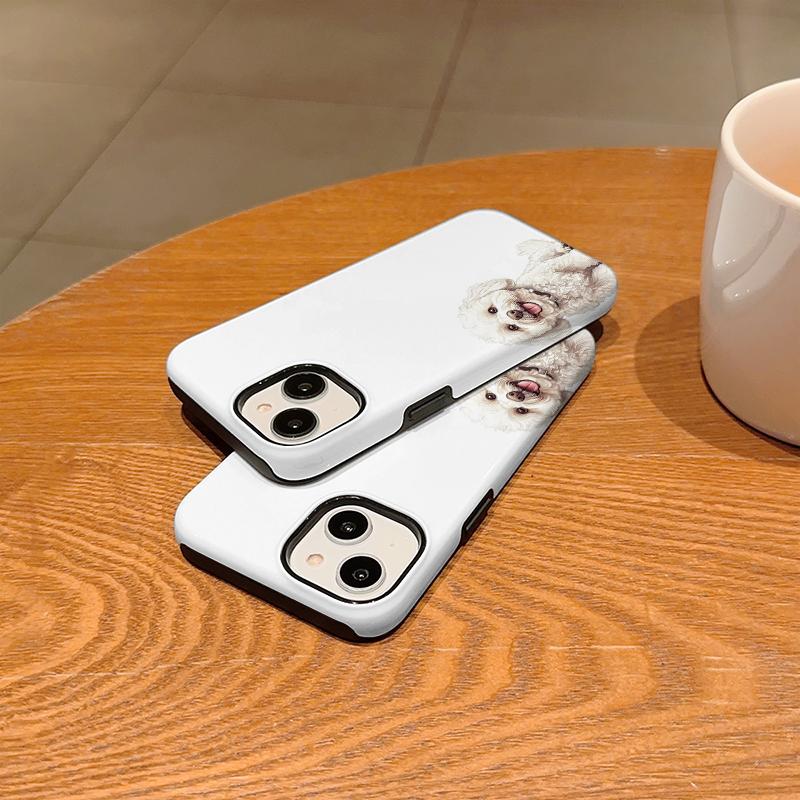 Minimal White Base Watercolor Fluffy Bichon Frise Puppy Print Soft Silicone Shockproof Phone Case Cute Pet Lover Gift For iPhone 17 16 Pro Max