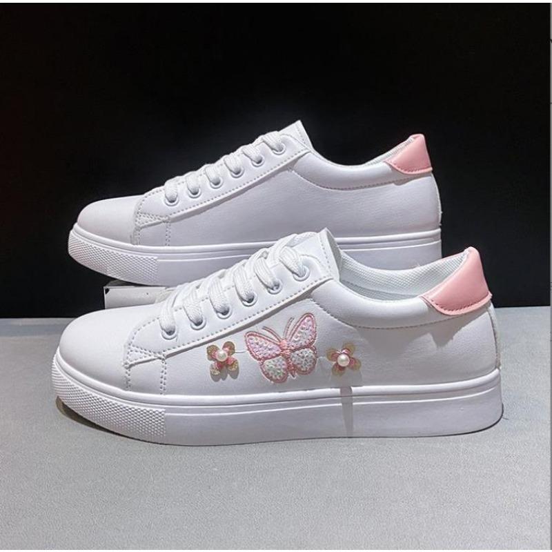 Женские кроссовки весна осень мода белые дышащие вышитые цветы шнуровка повседневные кроссовки Zapatos De Mujer новые