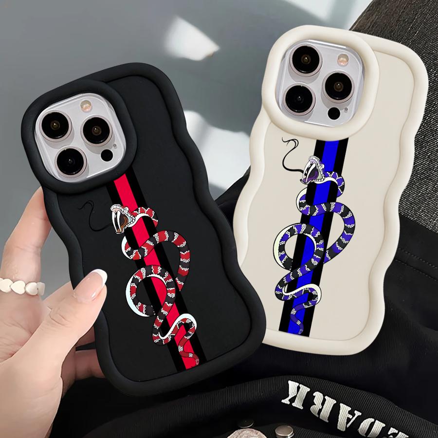 Мягкий чехол для телефона для iPhone 17 Air XR 13 14 8 11 12 15 Plus 16 Pro Max Классический Уличная Змеиная Линия