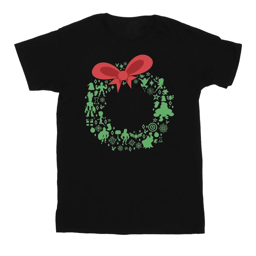 Marvel Mens Avengers Christmas Wreath T-Shirt