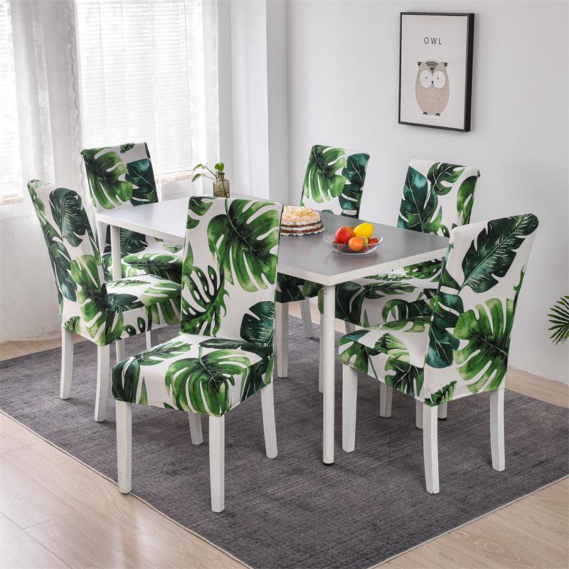 1/2/4/6 Pieces Printed Chair Cover Washable Big Elastic Kitchen Chair Covers Stretch Seat Slipcovers For Dining Room Home Decor