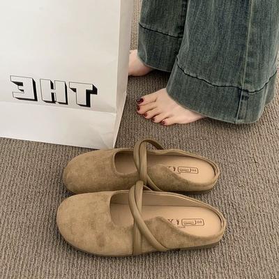 Баотоу полутапочки женские для улицы новые весенне-летние на толстой подошве женские на одном педале ленивые тапочки Бокен