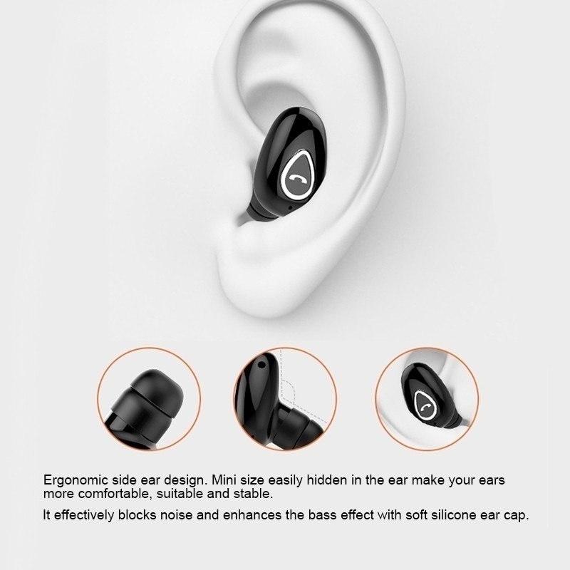 1Pc Wireless Bluetooth Earphone Mini Invisible In-Ear Sports Earbuds with Microphone Stereo Headphones
