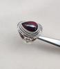 Red Garnet 925 Sterling Silver Ring: Pear Cabochon, Boho Vintage Style January Birthstone