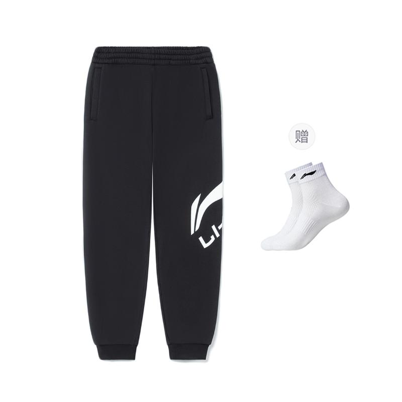 Li Ning Спортивная коллекция Жизнь Трикотажные спортивные штаны Мужские Черные AKLSG51-3