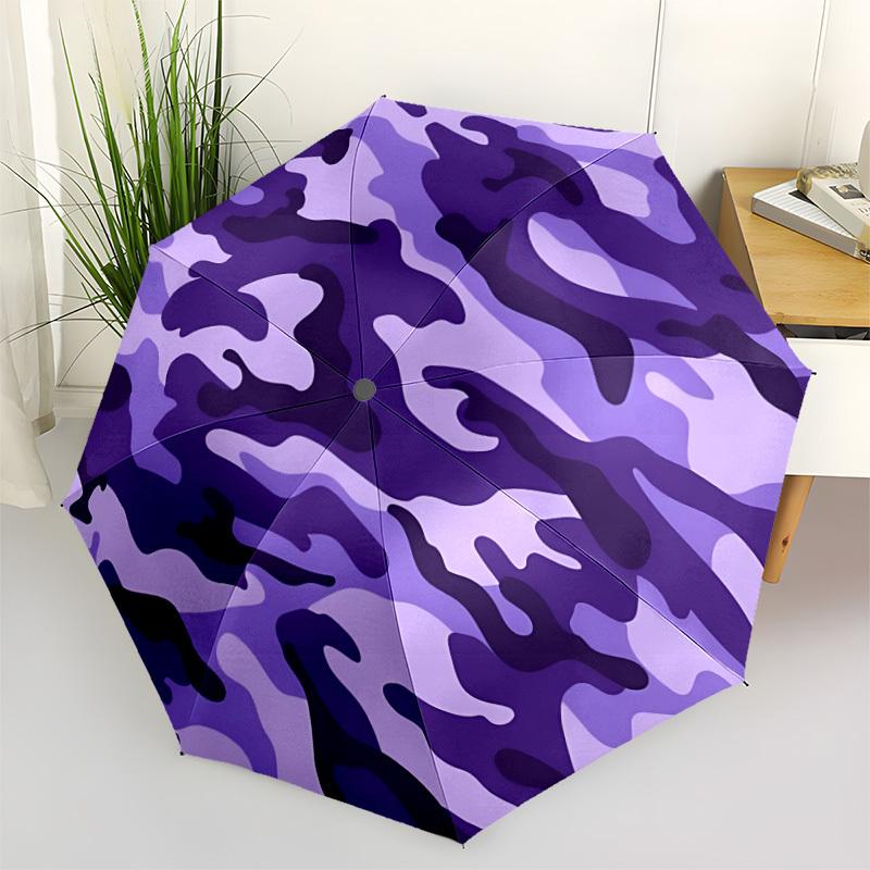 1pc Purple Camouflage Print, Automatic Folding Umbrella, Portable & Foldable Design with 8 Ribs, Casual Outdoor Accessory yy250804245