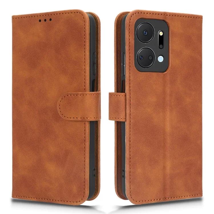 For Honor X7a 5G PU Leather Mobile Phone Case Skin-touch Stand Wallet Anti-drop Flip Phone Cover