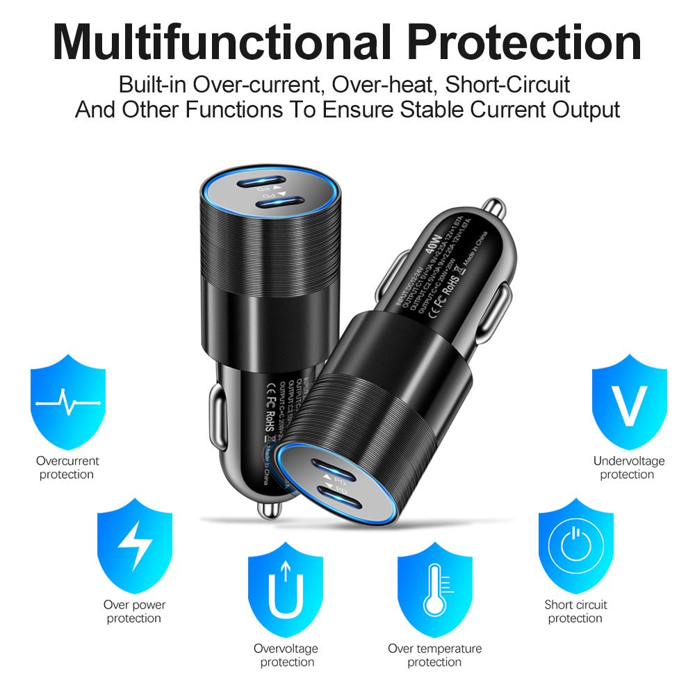 PD 40W USB автомобильное зарядное устройство Quick Charge 3.0 Type C быстрая зарядка автомобильные адаптеры для iPhone Xiaomi Samsung зарядное устройство для мобильных телефонов в автомобиле