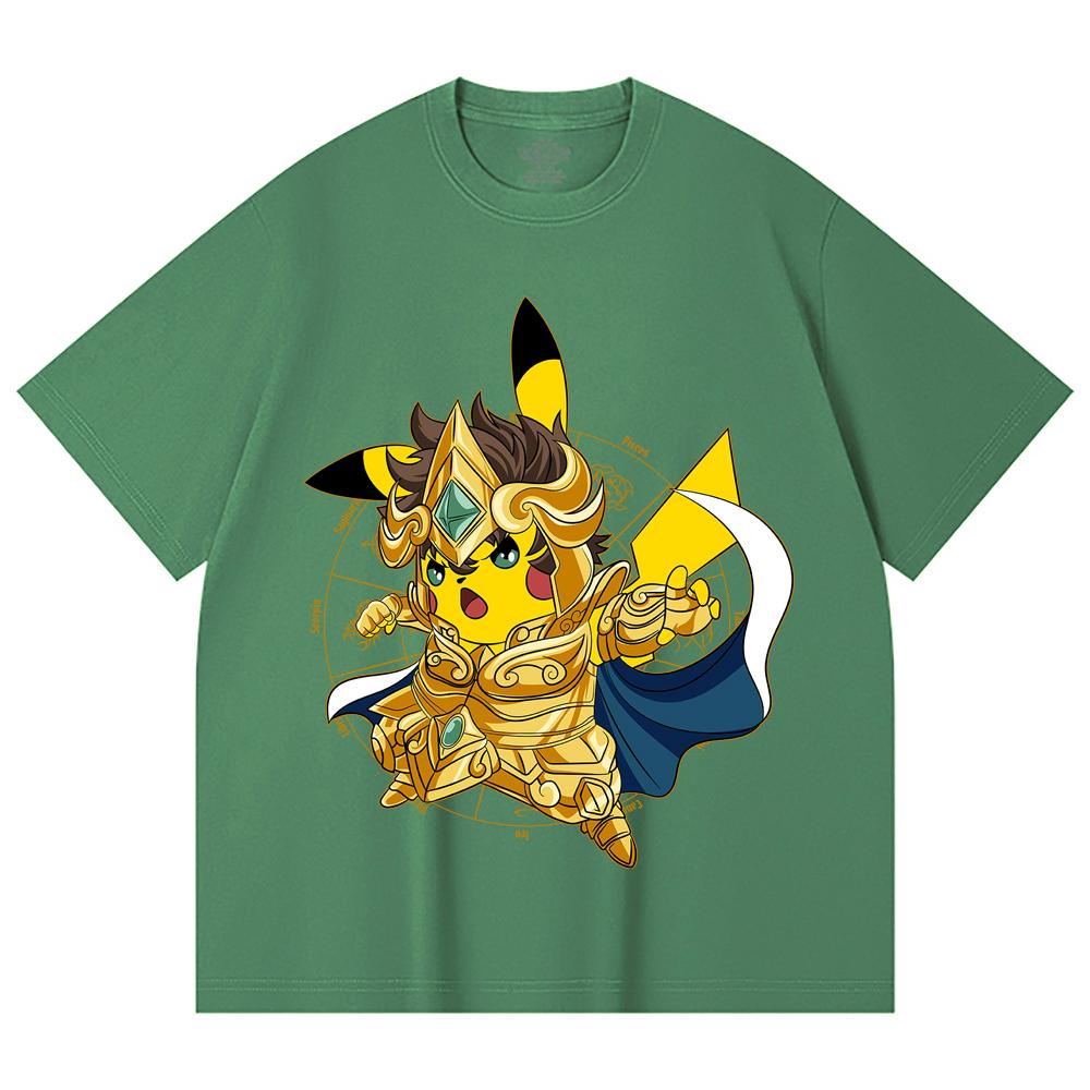 230 Gsm 100% Cotton Pokemon V25 Pikachu Leo Print Unisex Heavy Cotton T Shirt