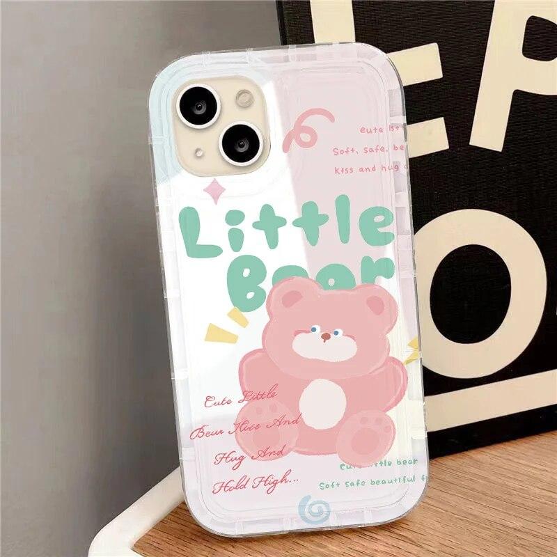Чехол для телефона с милым медведем для iPhone 15 Pro Max, чехол для iPhone 13 11 12 14 Pro Max 7 8 Plus XR XS X SE, прозрачная силиконовая задняя крышка