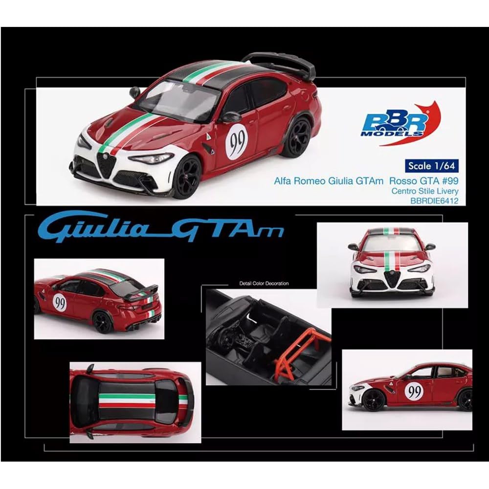 BBR Alfa Romeo Giulia GTAm Rosso GTA Centro Style Ливрея Готовая модель 1/64 #99