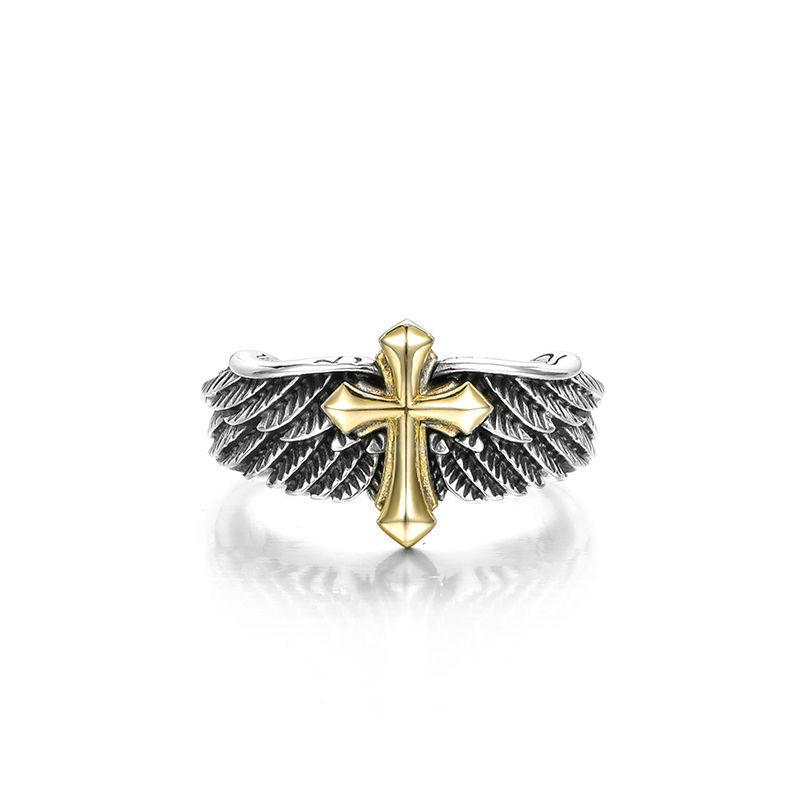 European and American Feather Cross Ring Men's and Women's Fashion Design Trendy Ring