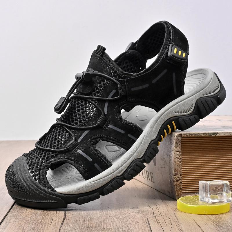 2025 Baotou Sandals Men's Breathable Men's Outdoor Beach Shoes Hollow Sports Large Size Mountaineering Shoes Non-slip Moisture