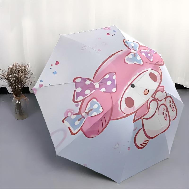 1pc My Melody Automatic Opening/Closing Umbrella with Cute Bow Design - Portable Folding Design, 8-Rib Iron Frame Outdoor Umbrella for Fans, Travelers
