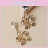 Metallic Gold Flower Earrings With Decorative Stones For Womens Fashion And Celebration
