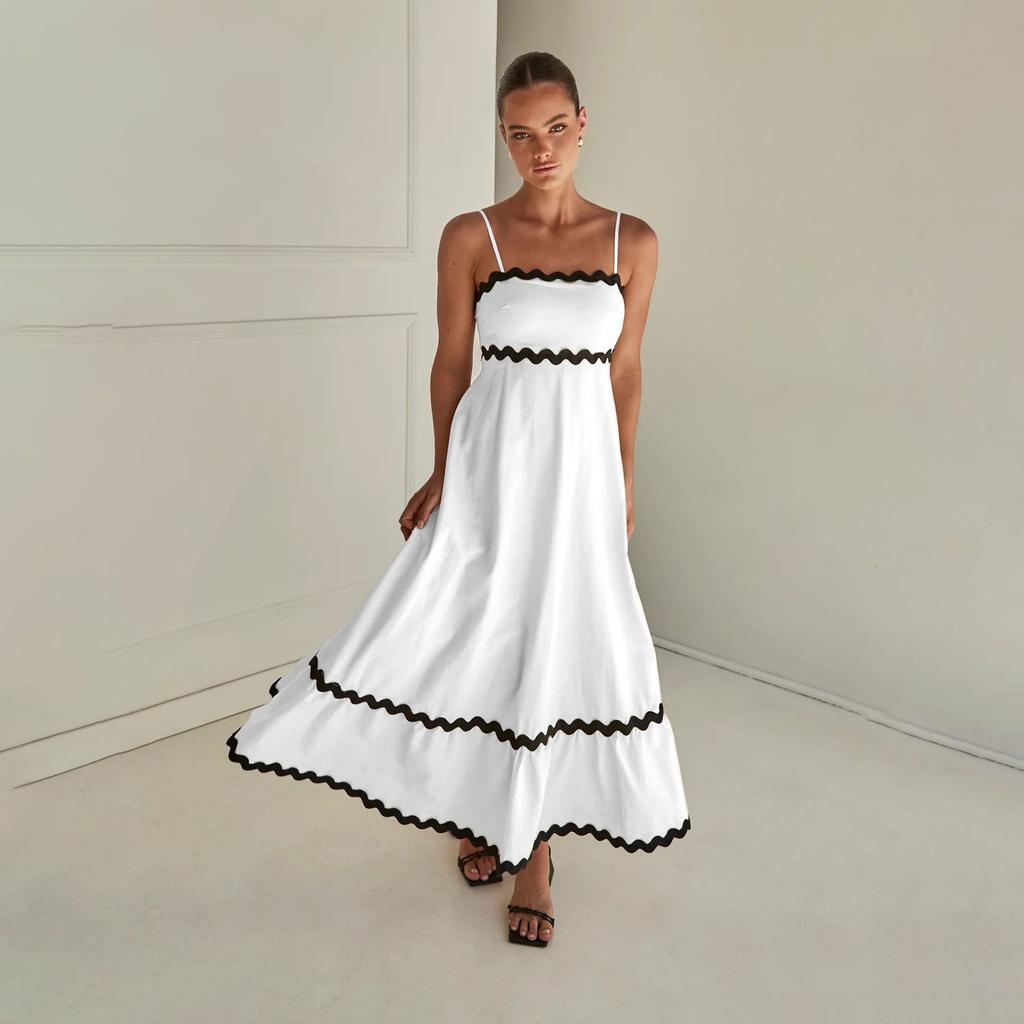 Летний стиль, сплошной цвет, кружево, элегантное платье с лямкой на шее, большие качели, платья