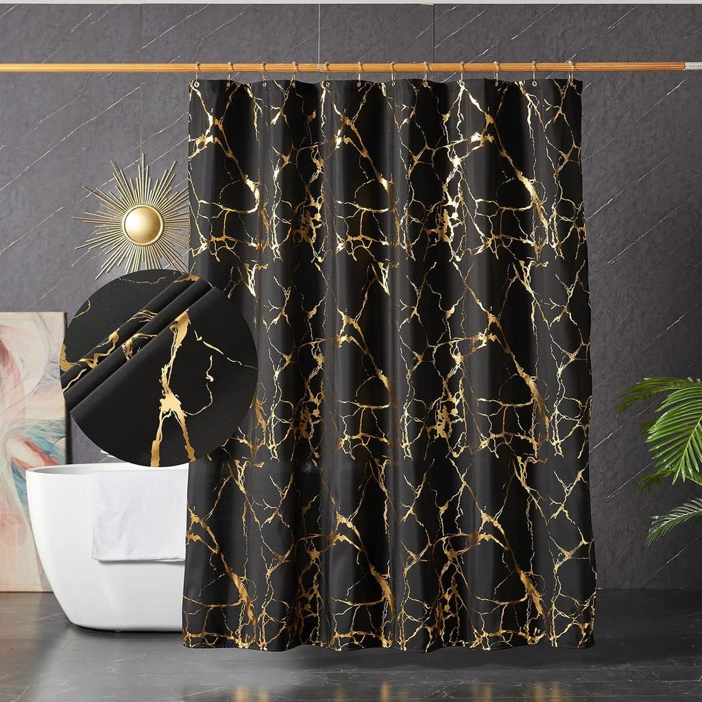 25Style Luxury Abstract Marbling Shower Curtains Geometric Stripes Drapes For Bathroom Accessories Set Bathtub Curtain With Hooks Waterproof