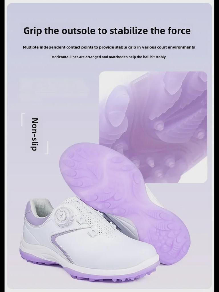 Женская обувь для гольфа: Универсальные, нескользящие, водонепроницаемые, с эластичными шнурками и фиксированными шипами