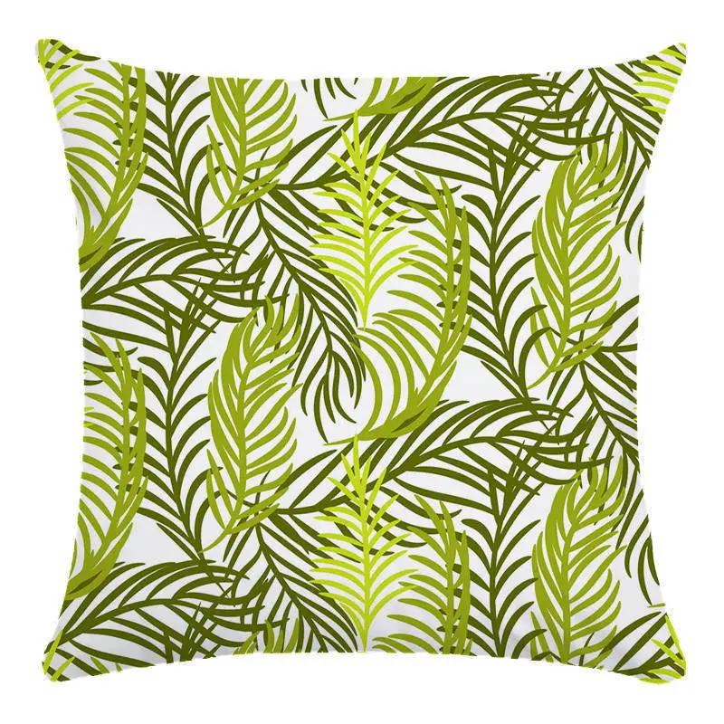 Green Leaf Flower Pillowcase Parrot Pattern Interior Home Pillow Suite Bedroom Sofa Bed Chair