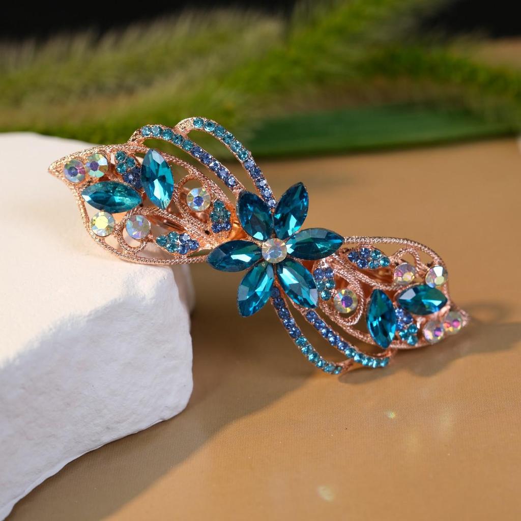 Универсальная заколка для волос в виде цветка со стразами: Элегантная заколка-пружина для хвостика из сплава для женщин