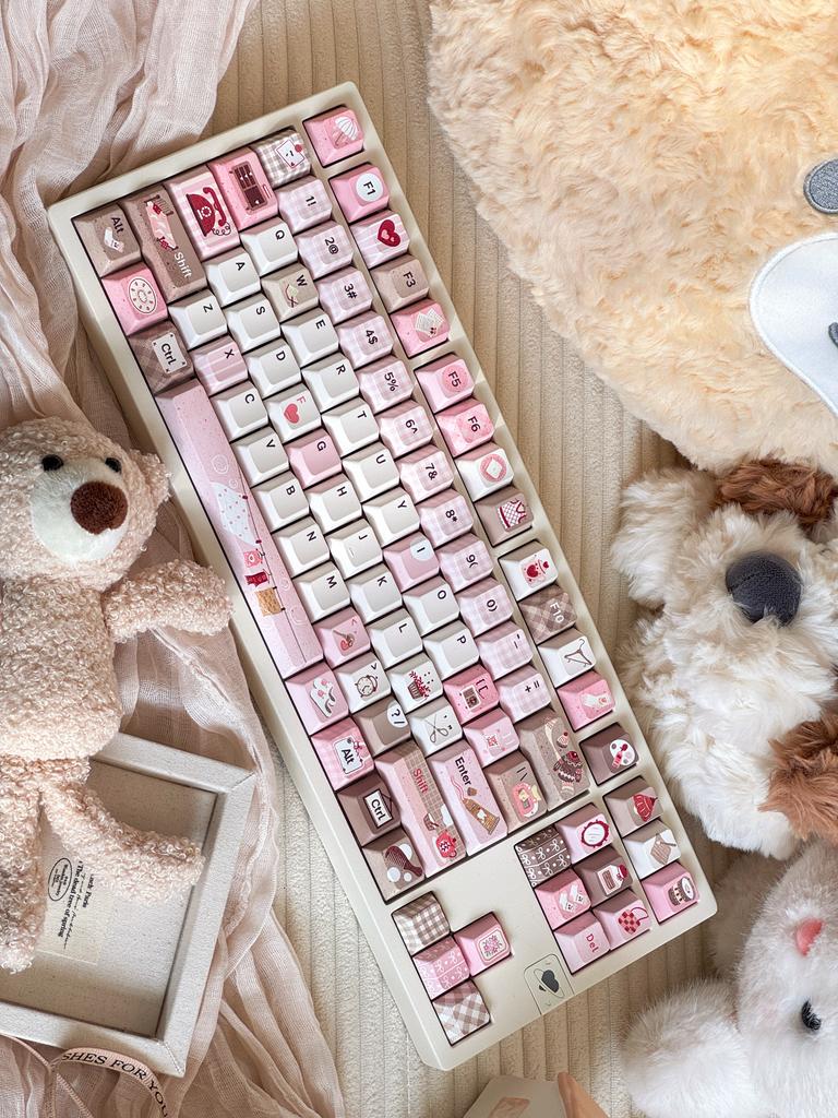 MAIMOOO Розово-коричневые кейкапы Милый профиль Cherry Soa PBT Для кастомных механических клавиатур Ajazz/Aula Кейкап
