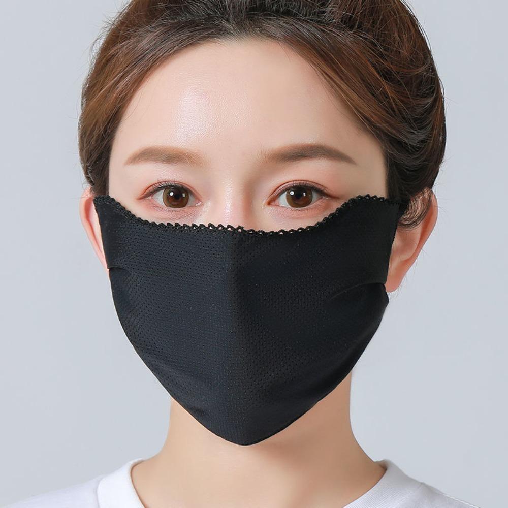 Type Eye Protection Solid Color For Women Outdoor Lace Mask Sunscreen Mask Face Cover Face Scarf