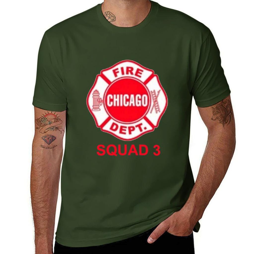 Chicago Fire Squad 3 E T-Shirt heavyweights Aesthetic clothing mens clothes