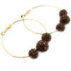 [M0674] - Brown Rhinestone 'Sissi' Hoop Earrings Ø 5 Cm