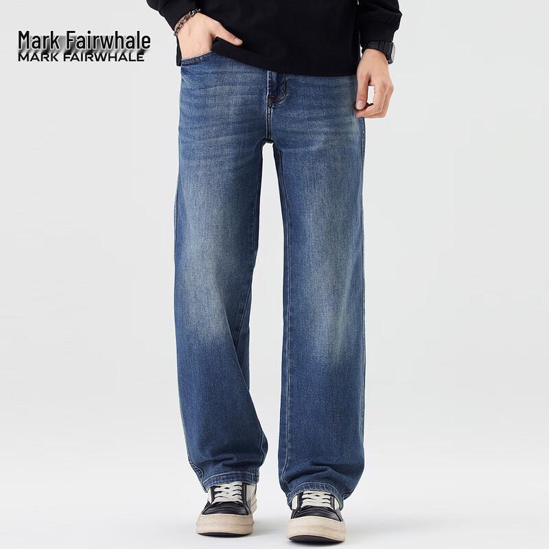 Мужские джинсы прямого кроя Mark Fairwhale в американском ретро-стиле, выстиранные, с эффектом потертости