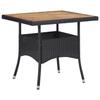 VidaXL Outdoor Table Black Wicker and Solid Acacia Wood