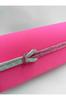 Women's Stylish and Useful Evening Dress Bag Fuchsia Matte Satin Double Color Knot Stone Evening Bag