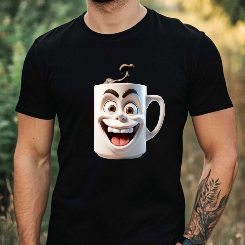 T-Shirt Herren Lustige Kaffee Motiv Baumwolle Größe XS bis 5XL