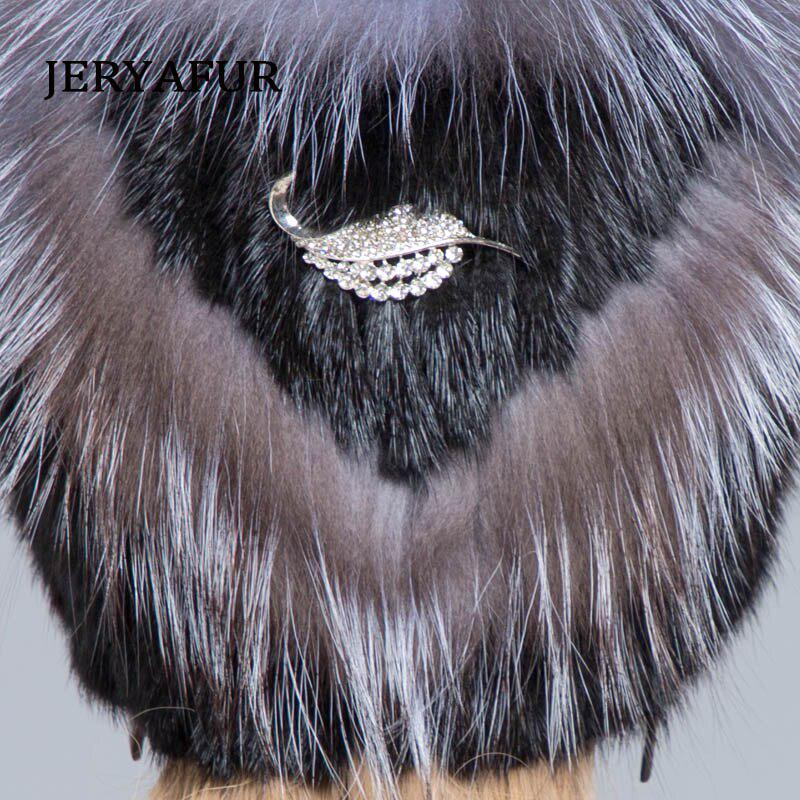 JERYAFUR Внутренние вязаные шапки, теплые новые модные зимние шапки для женщин, шапка из натурального норкового меха, женская лоскутная шапка из лисьего меха разных цветов