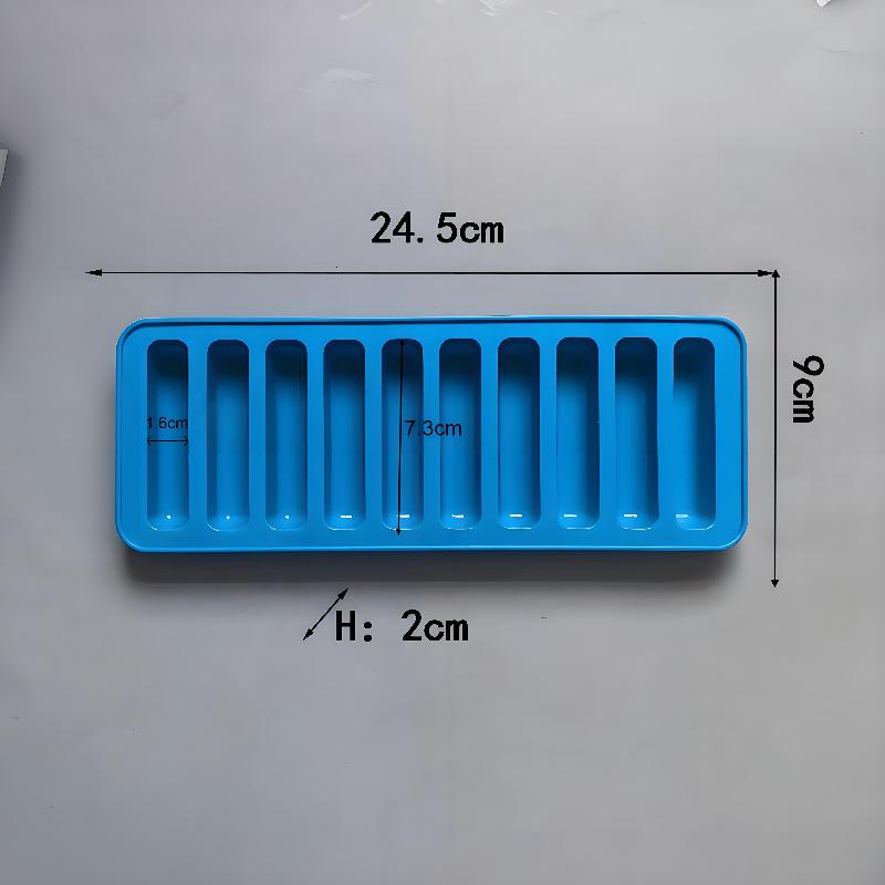 Силиконовая форма для длинных полосок для льда, антипригарная, для шоколада, желе, печенья, для выпечки своими руками, поднос для мороженого, барный поднос, кухонный инструмент, 10 ячеек