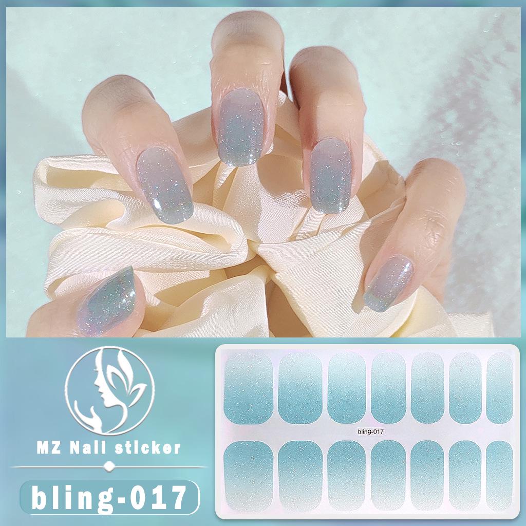 Наклейка-гель для ногтей Meizhi 14-Finger Bling Aurora - самоклеящаяся, водостойкая, без герметика