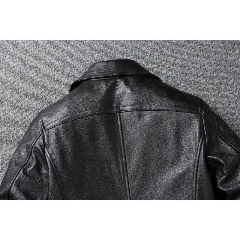 Chinese Size Long Men Leather Coat Genuine Soft Cow Leather Classic Double Breasted Turn Down Collar Leather Jackets For Men Clothing Autumn