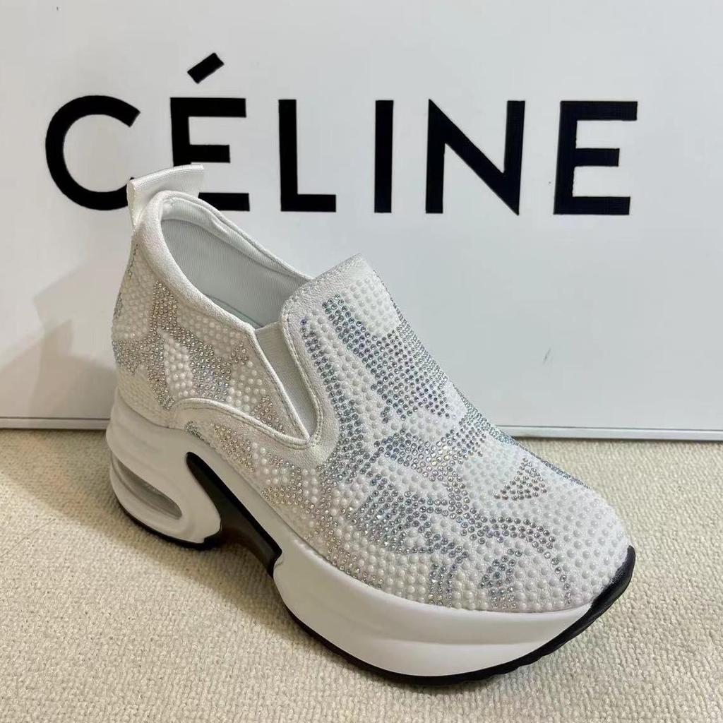 2025 Весна/Осень Белые Туфли со Стразами - Стильные Высококачественные Корейские Женские Кроссовки