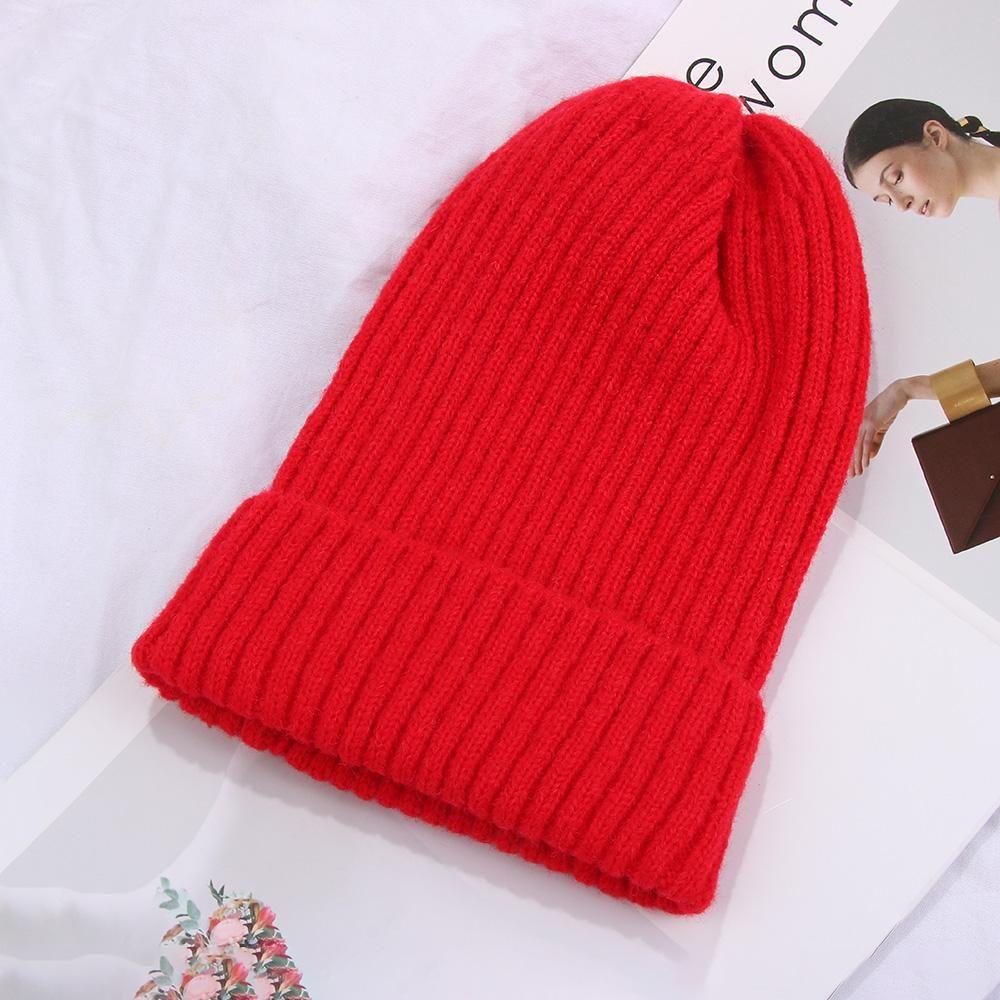 New Fashion Casual Hat Soft Hedging Cap Slouchy Bonnet Ski Hat Wool Knit Beanies