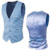 Men's Slim Korean Style Solid Color Groomsmen Vest XF001, Multi-Size Options