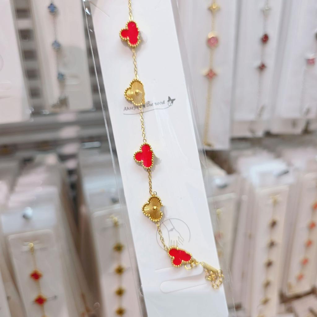 Двусторонний браслет «Пятицветник», «Четырехлистный клевер», титановая сталь, не выцветает, легкая роскошь, ювелирное изделие высокого класса