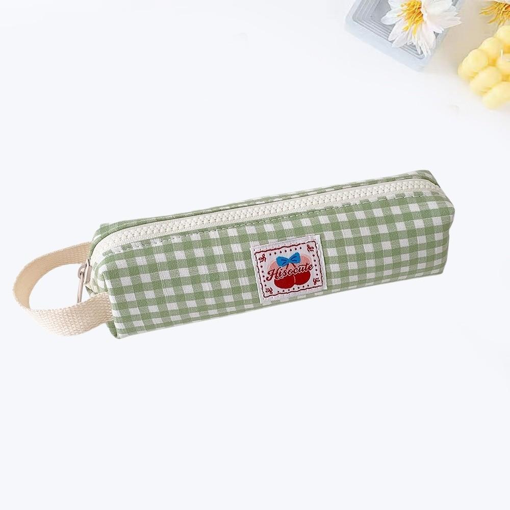 Desktop Storage Korean Style Pen Bag Plaid Pencil Pouch Cloth Stationery Bag Student