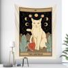 Tarot Cat Moon Tapestry Witchcraft Divination Tapestry Hippie Boho Wall Hanging Wall Decor Backdrop Fabric Bedroom Home Decor