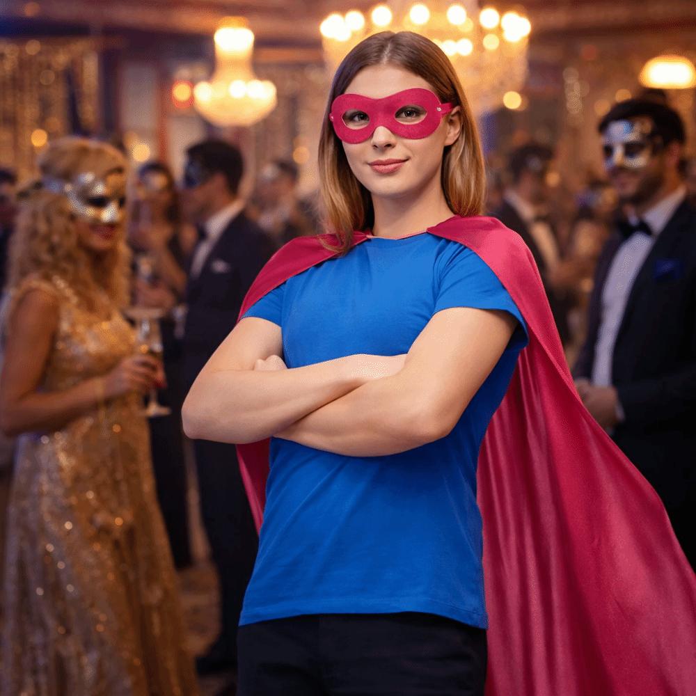 2Pcs/Set Solid Color Adult Superhero Cape with Eye Mask  Stage Performance