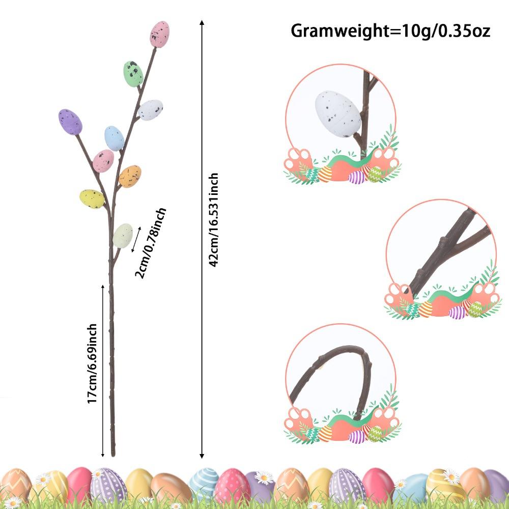 35CM Length Easter Egg Branch Fake Bouquets Egg Design Fake Plant Bouquet Artificial Branch Shape Vase Ornament Home Decor