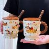 Керамическая кружка с крышкой и ложкой, с изображением собаки таксы, для офиса, дома, для питья воды, парная, чашка для воды, подарок на день рождения для девушки