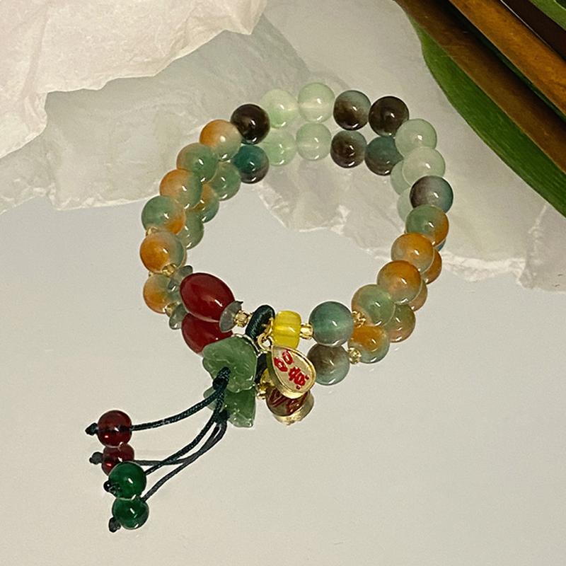 Chinese Style Red Beaded Bracelet for Women Blessing Butterfly Tassels Chain Pendant Bracelets Dark Gothic Jewelry Accessories