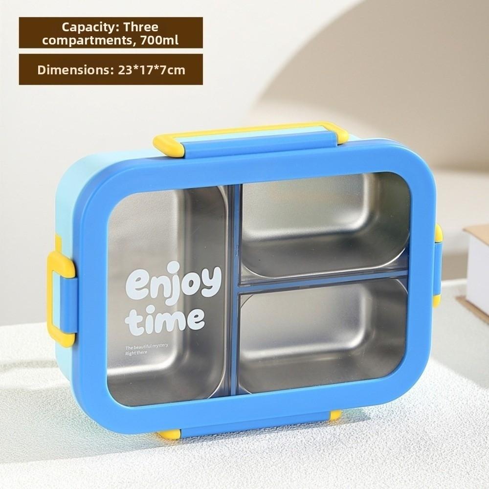 Rectangular Shape Rectangular Lunch Box Divided Grids Stainless Steel Food Container  for School