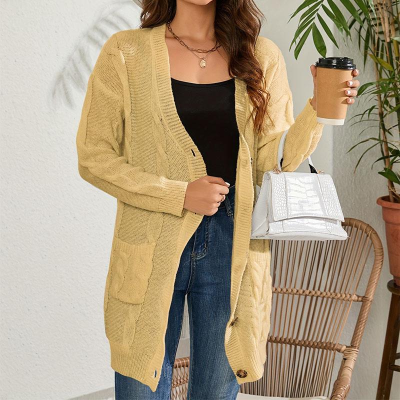 Autumn and Winter Fashion Women's Sweater Outer Cardigan Fashion Long Single-breasted Casual Cardigan Jacket