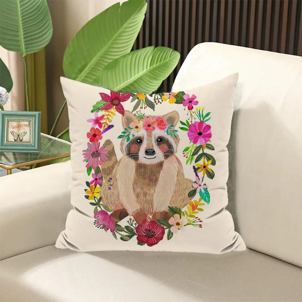 Подушка с животными и цветами  ×  Наволочки для набивных подушек Декоративные подушки для дивана Элегантные чехлы для комнаты Сон