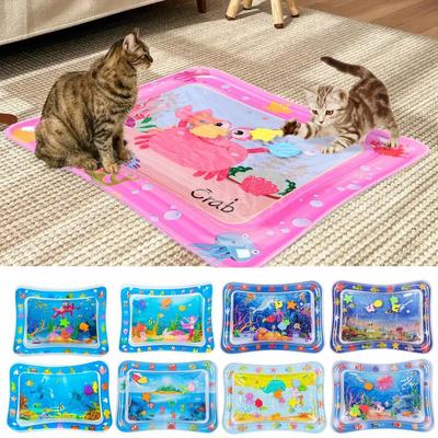 Сенсорный игровой коврик для воды, утолщенный надувной коврик для воды для кошек и собак, коврик с датчиком воды, сенсорный игровой коврик с рыбой, морским океаном